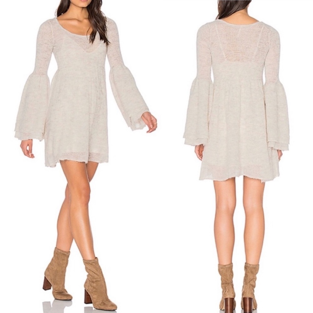 Free People x REVOLVE Ivory Juliet Babydoll Dress alpaca wool blend size small - Picture 1 of 7